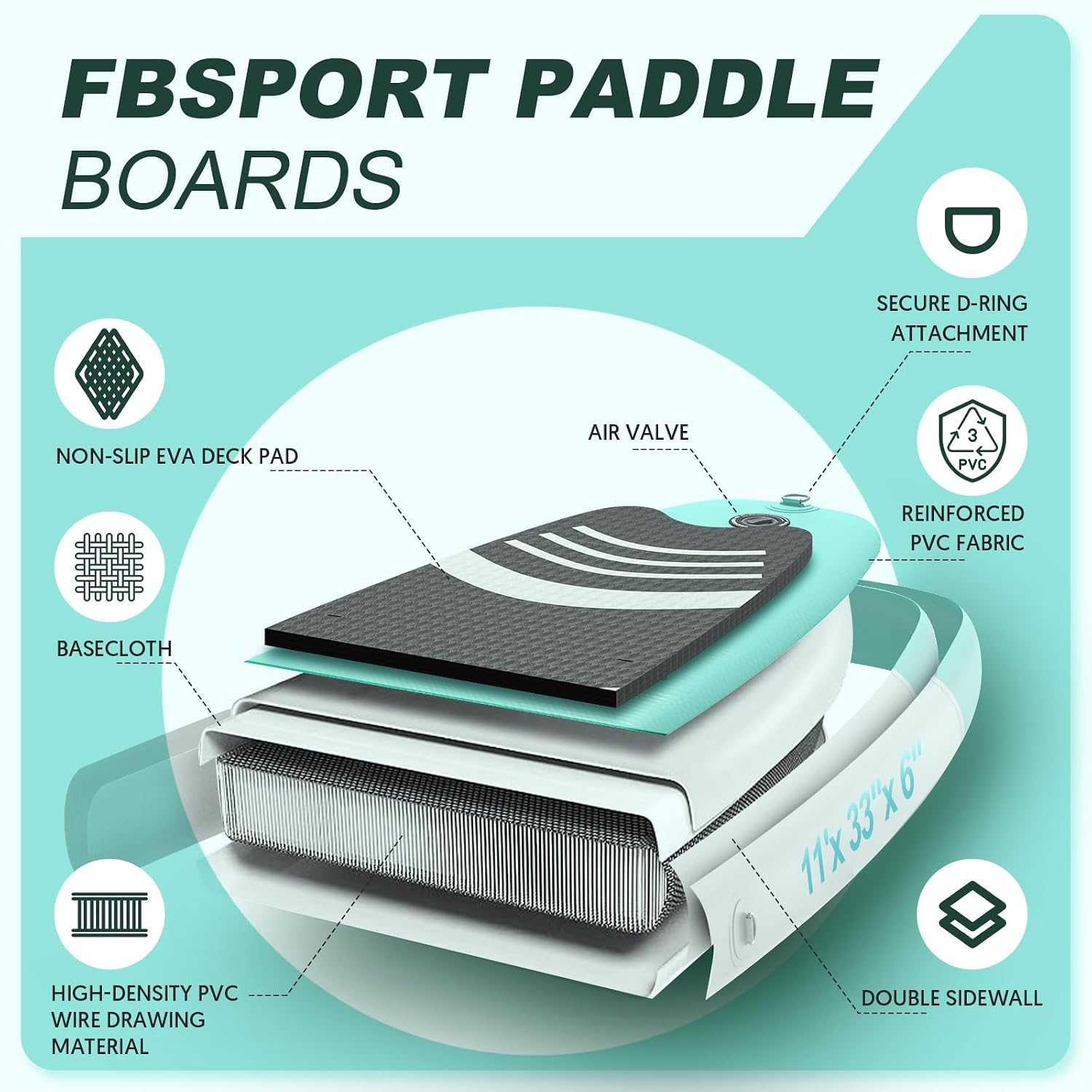 FBSPORT 11' Premium Stand Up P - Stand Up Paddle Leash review and price